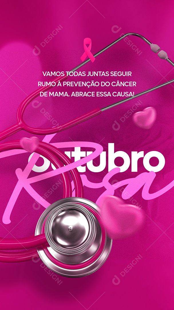 Story Vamos todas juntas Seguir rumo à Prevenção do Câncer de Mama Outubro Rosa Social Media PSD Editável