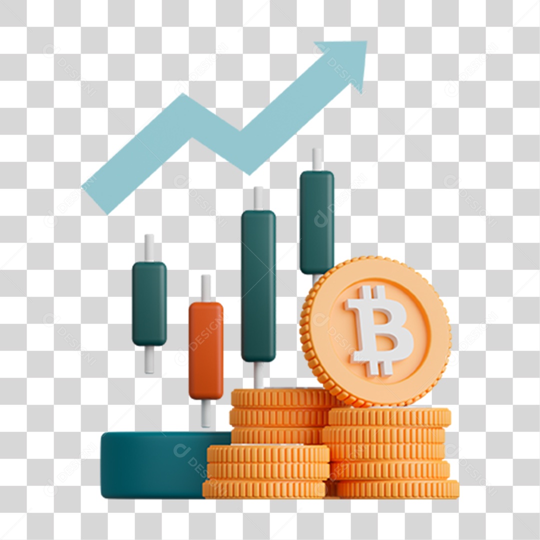 Elemento 3D Moeda Virtual para Composição PNG Transparente