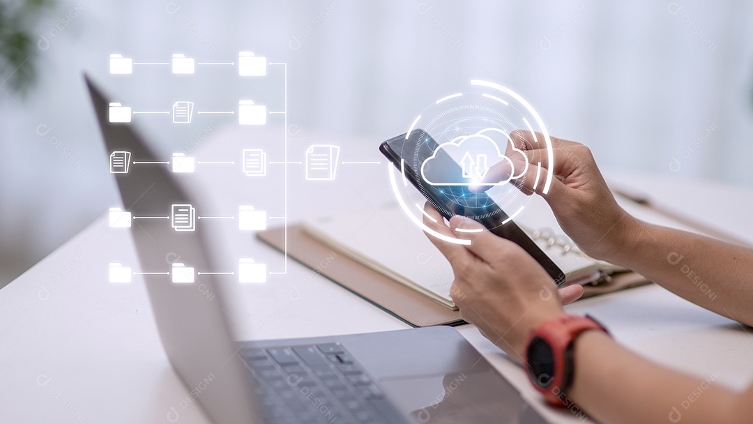 Documento em pasta para gerenciar um sistema de nuvem híbrida e fazer download