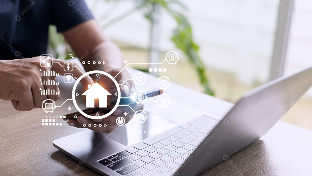 Smart Home Control with Smartphone, Modern Person Lifestyle