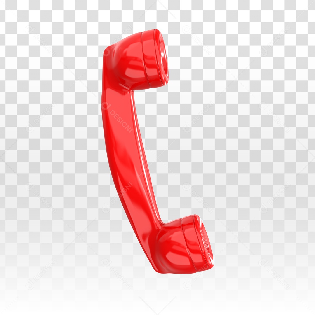 Telefone Fixo Vermelho Elemento 3D PSD + PNG