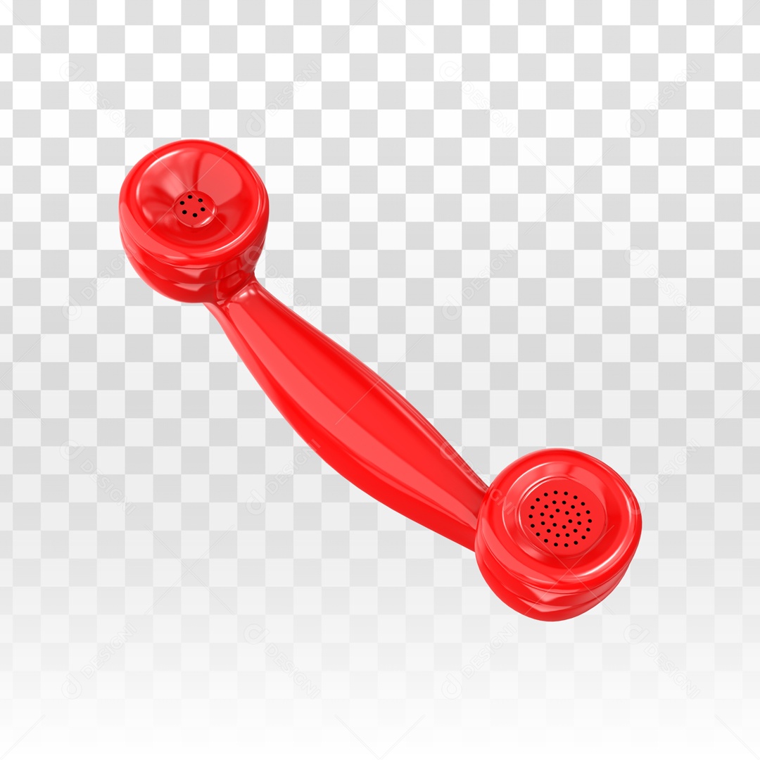 Telefone Fixo Vermelho Elemento 3D PSD + PNG