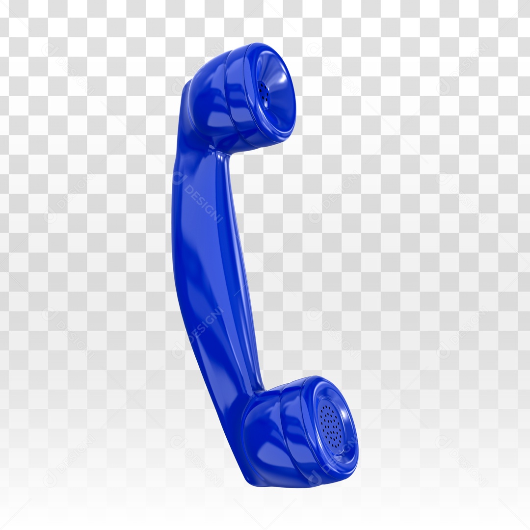 Telefone Fixo Azul Elemento 3D PSD + PNG