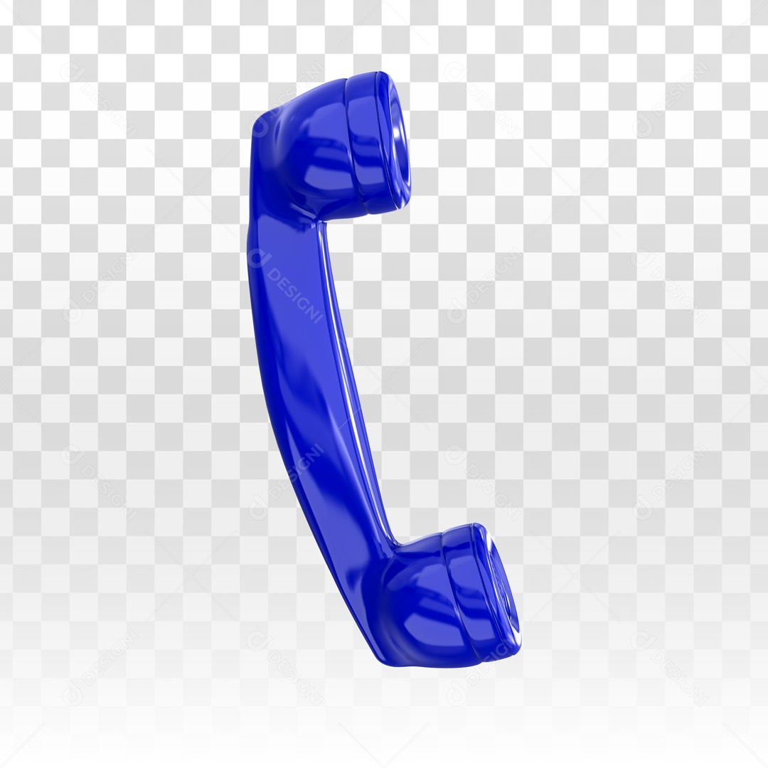 Telefone Fixo Azul Elemento 3D PSD + PNG