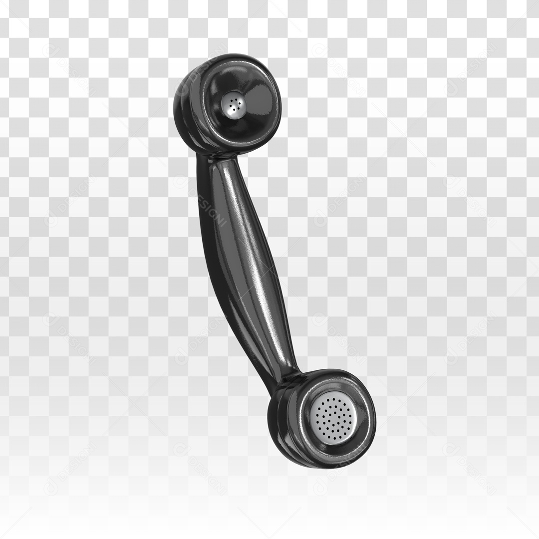 Telefone Fixo Preto Elemento 3D PSD + PNG