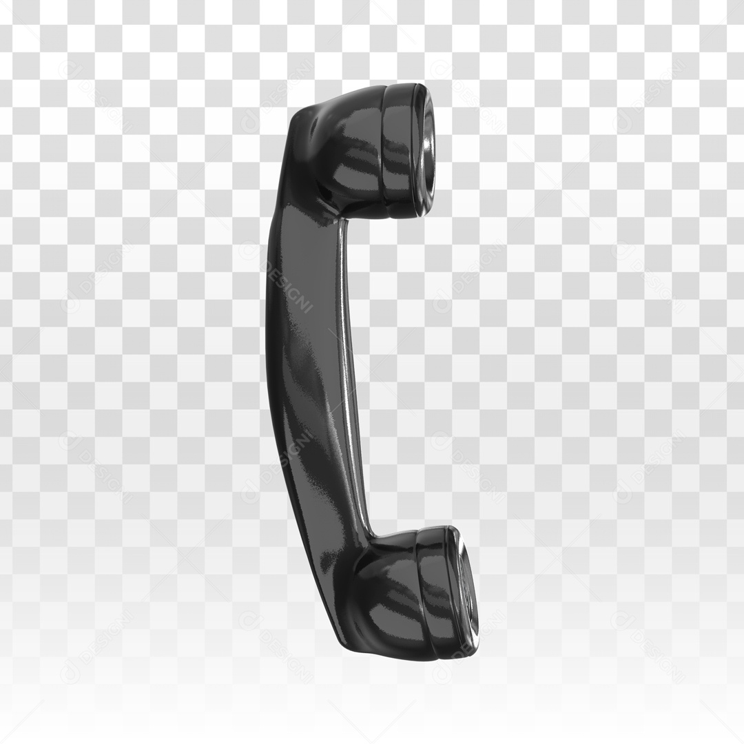 Telefone Fixo Preto Elemento 3D PSD + PNG