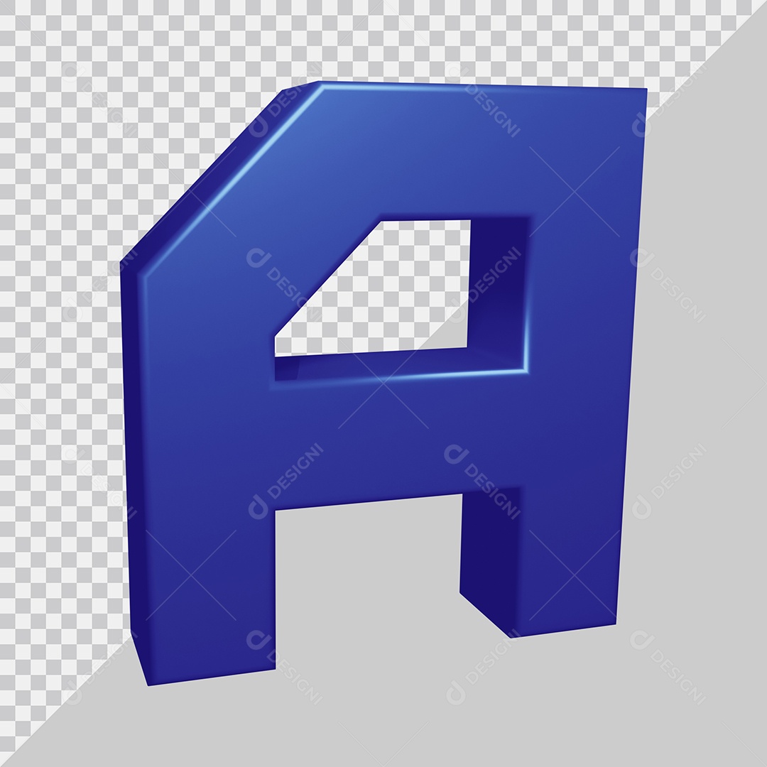 Elemento 3D Para Composição Letra A Azul PSD