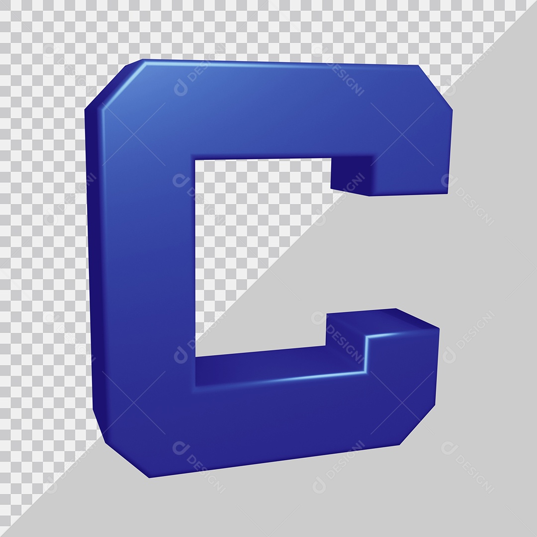 Elemento 3D Para Composição Letra C Azul PSD