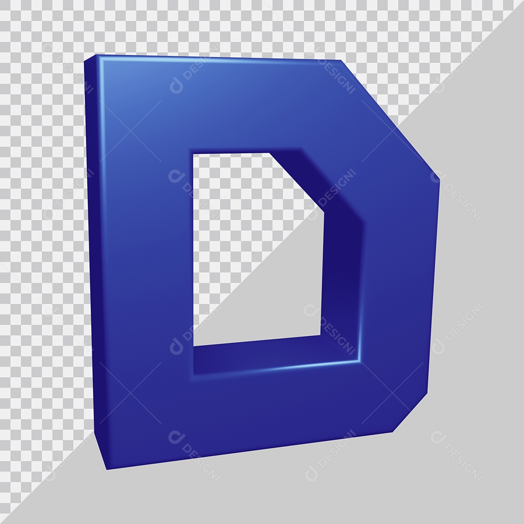 Elemento 3D Para Composição Letra D Azul PSD