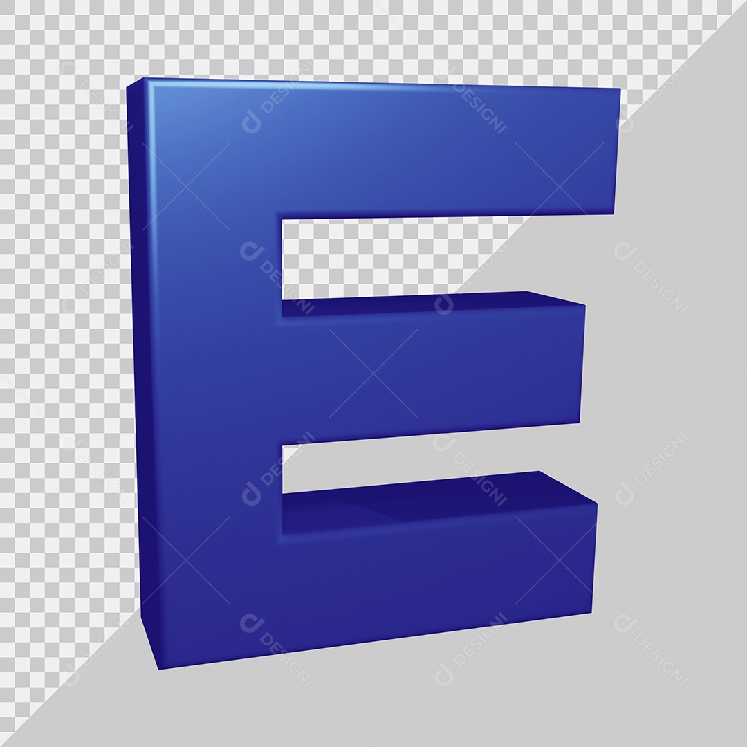 Elemento 3D Para Composição Letra E Azul PSD