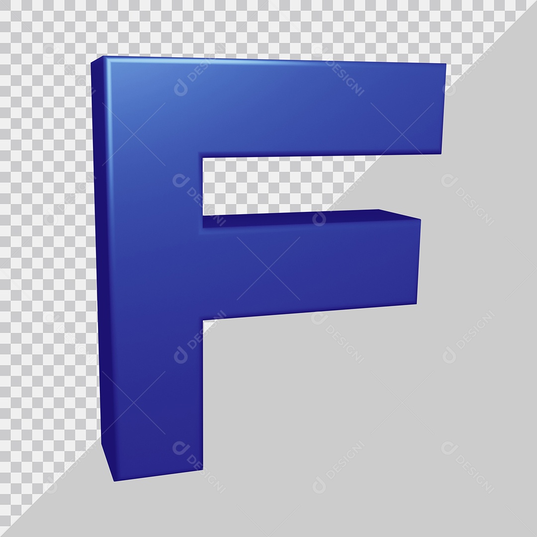 Elemento 3D Para Composição Letra F Azul PSD