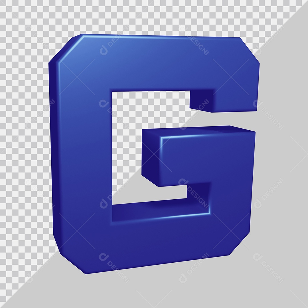 Elemento 3D Para Composição Letra G Azul PSD