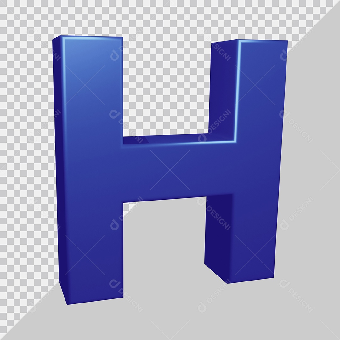Elemento 3D Para Composição Letra H Azul PSD