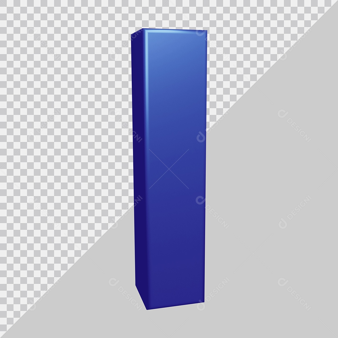 Elemento 3D Para Composição Letra I Azul PSD