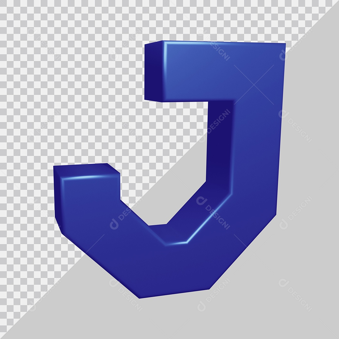 Elemento 3D Para Composição Letra J Azul PSD
