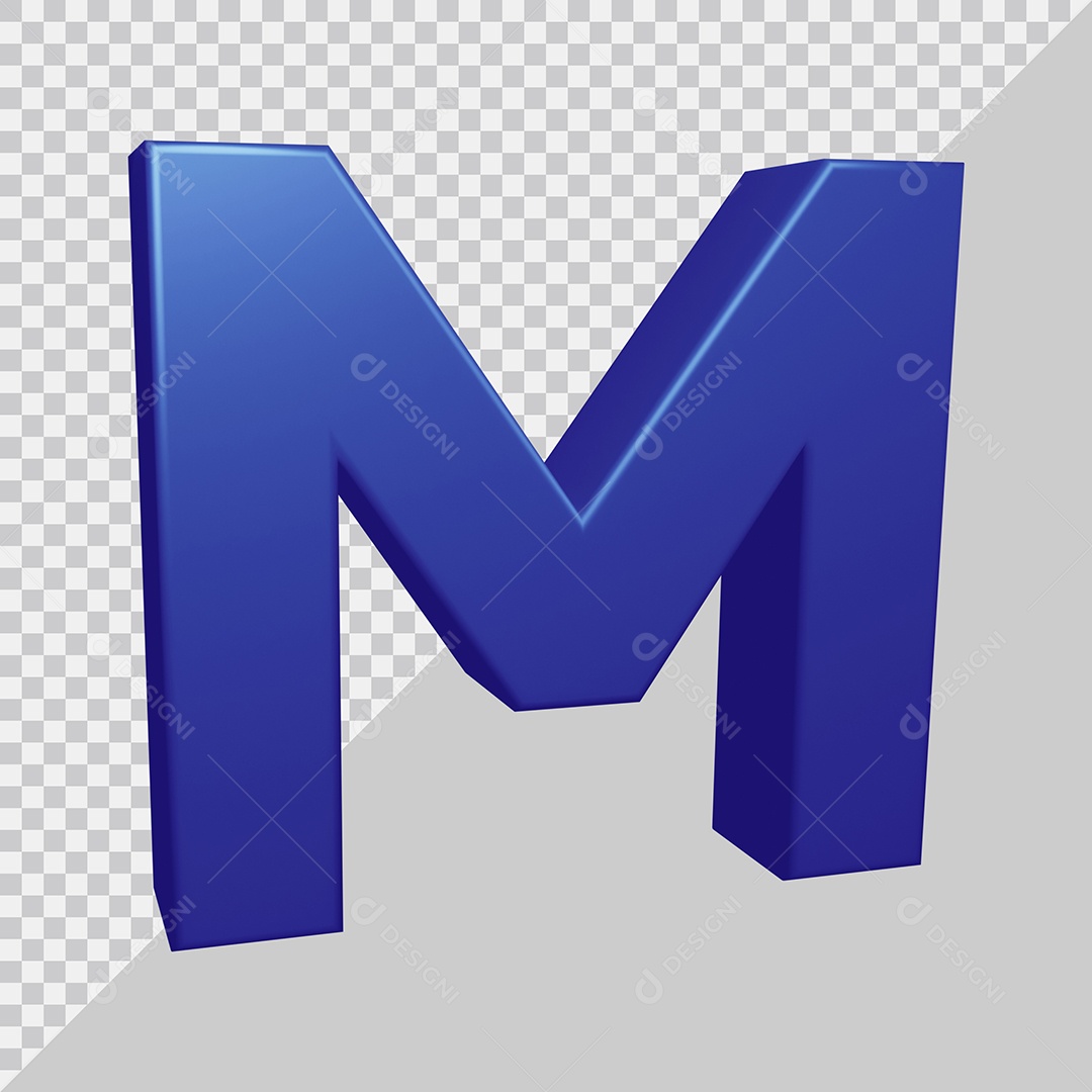 Elemento 3D Para Composição Letra M Azul PSD