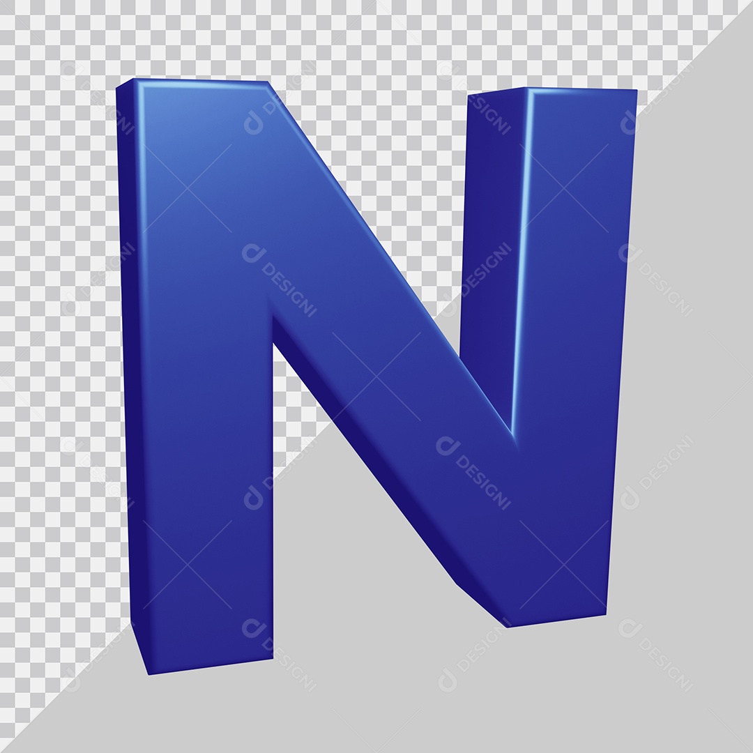 Elemento 3D Para Composição Letra N Azul PSD