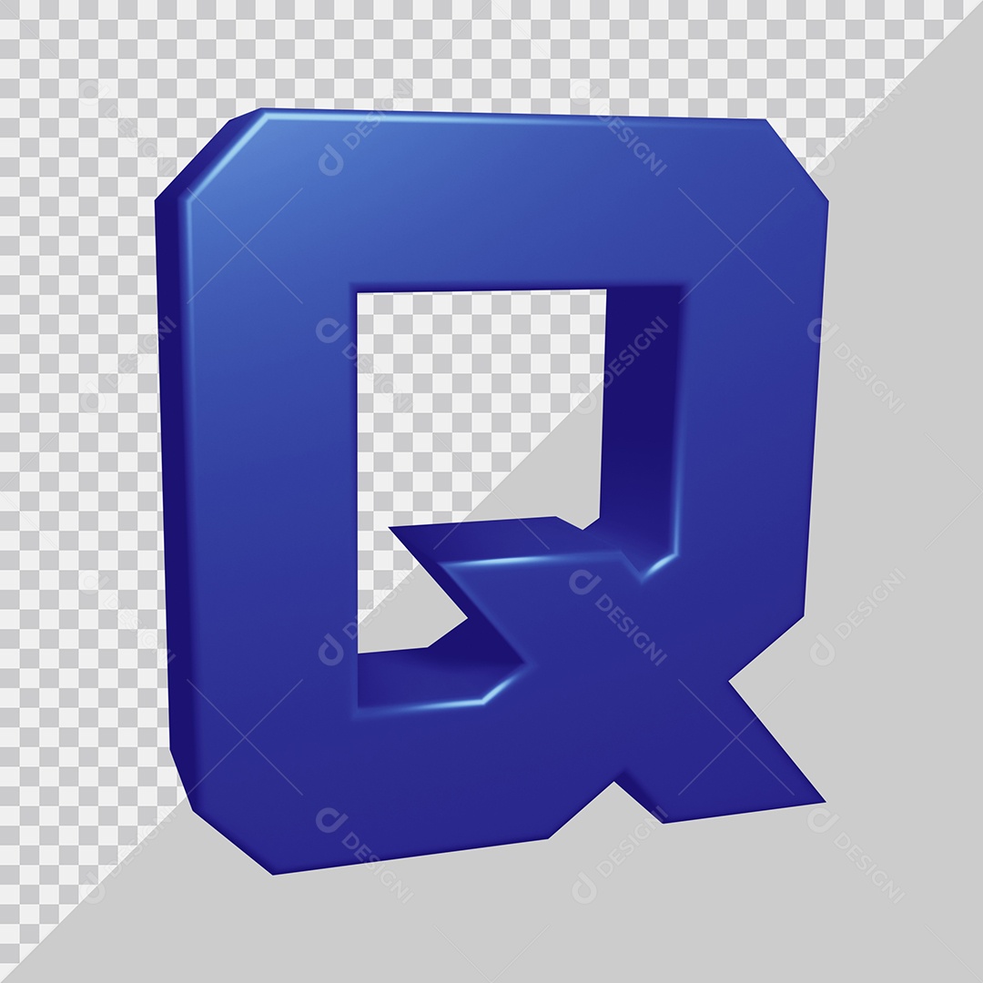Elemento 3D Para Composição Letra Q Azul PSD