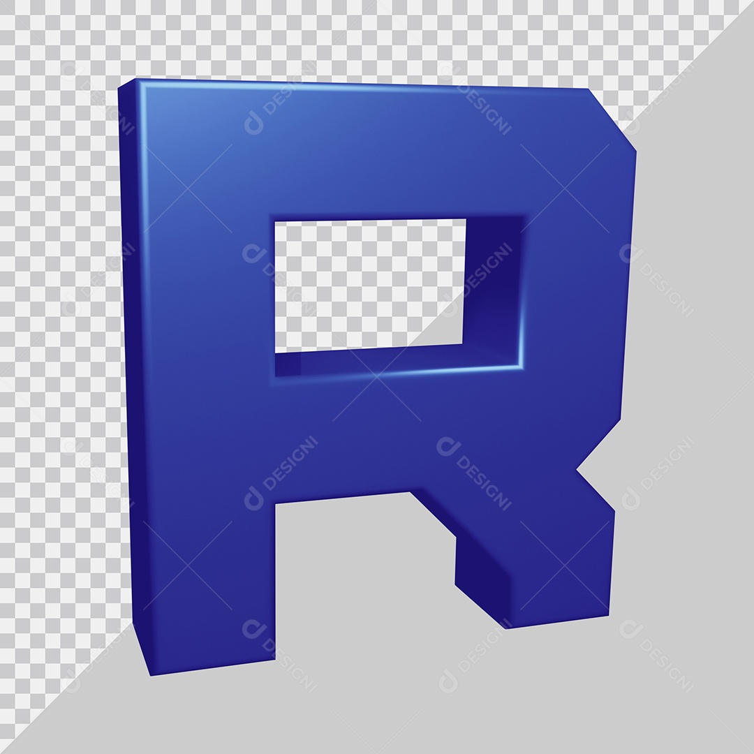 Elemento 3D Para Composição Letra R Azul PSD