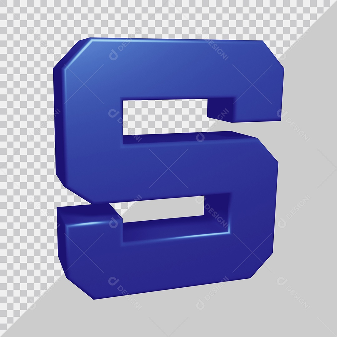 Elemento 3D Para Composição Letra S Azul PSD
