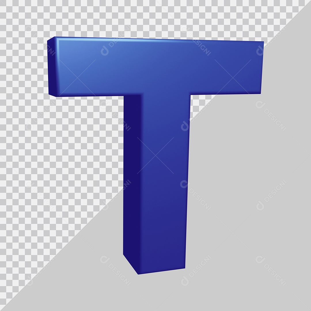 Elemento 3D Para Composição Letra T Azul PSD