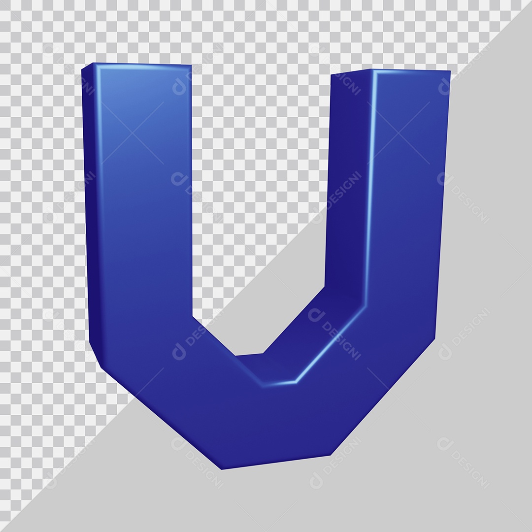 Elemento 3D Para Composição Letra V Azul PSD
