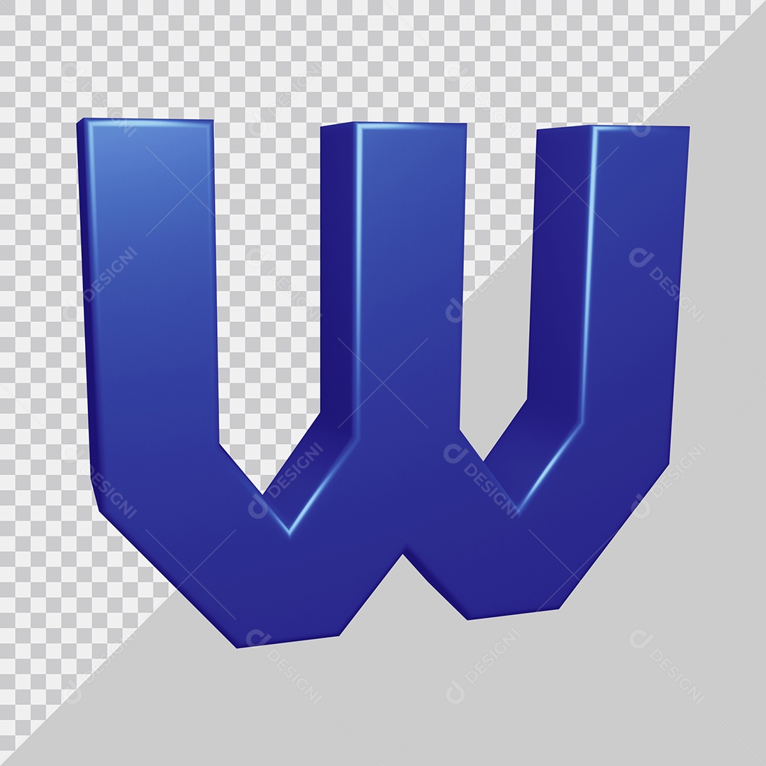 Elemento 3D Para Composição Letra W Azul PSD