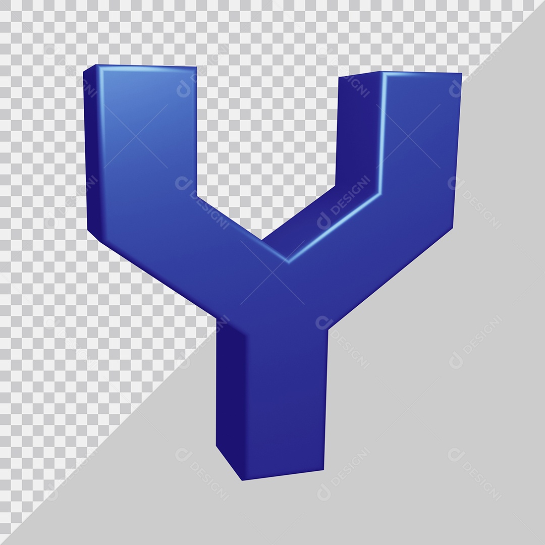 Elemento 3D Para Composição Letra Y Azul PSD
