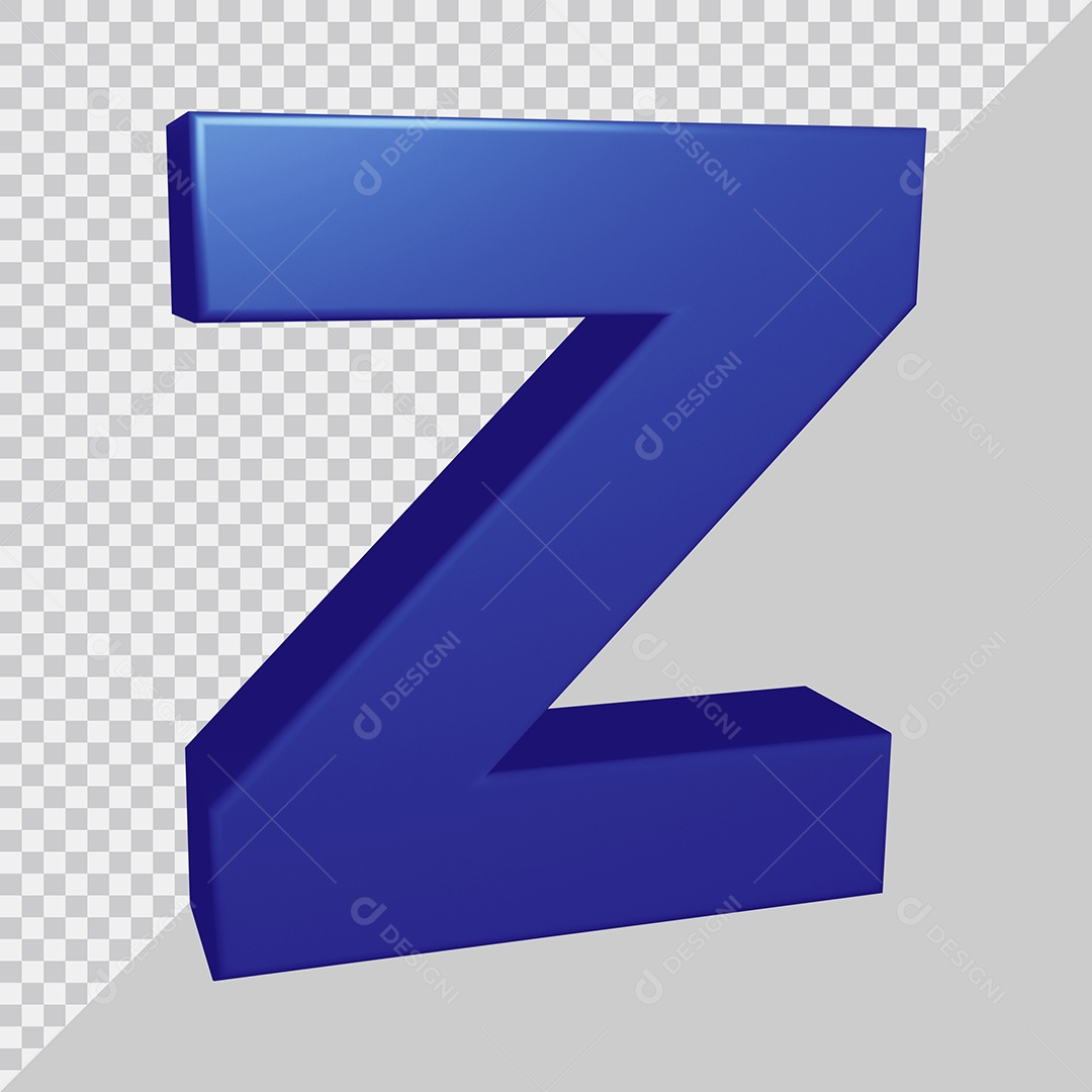 Elemento 3D Para Composição Letra Z Azul PSD