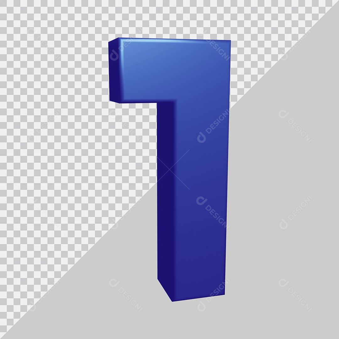 Elemento 3D Para Composição Número 1 Azul PSD