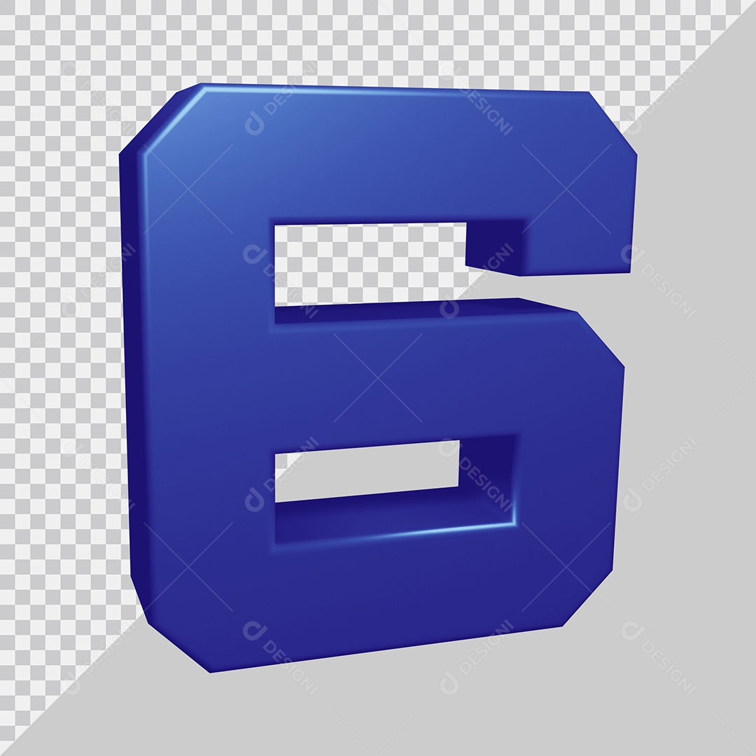Elemento 3D Para Composição Número 6 Azul PSD