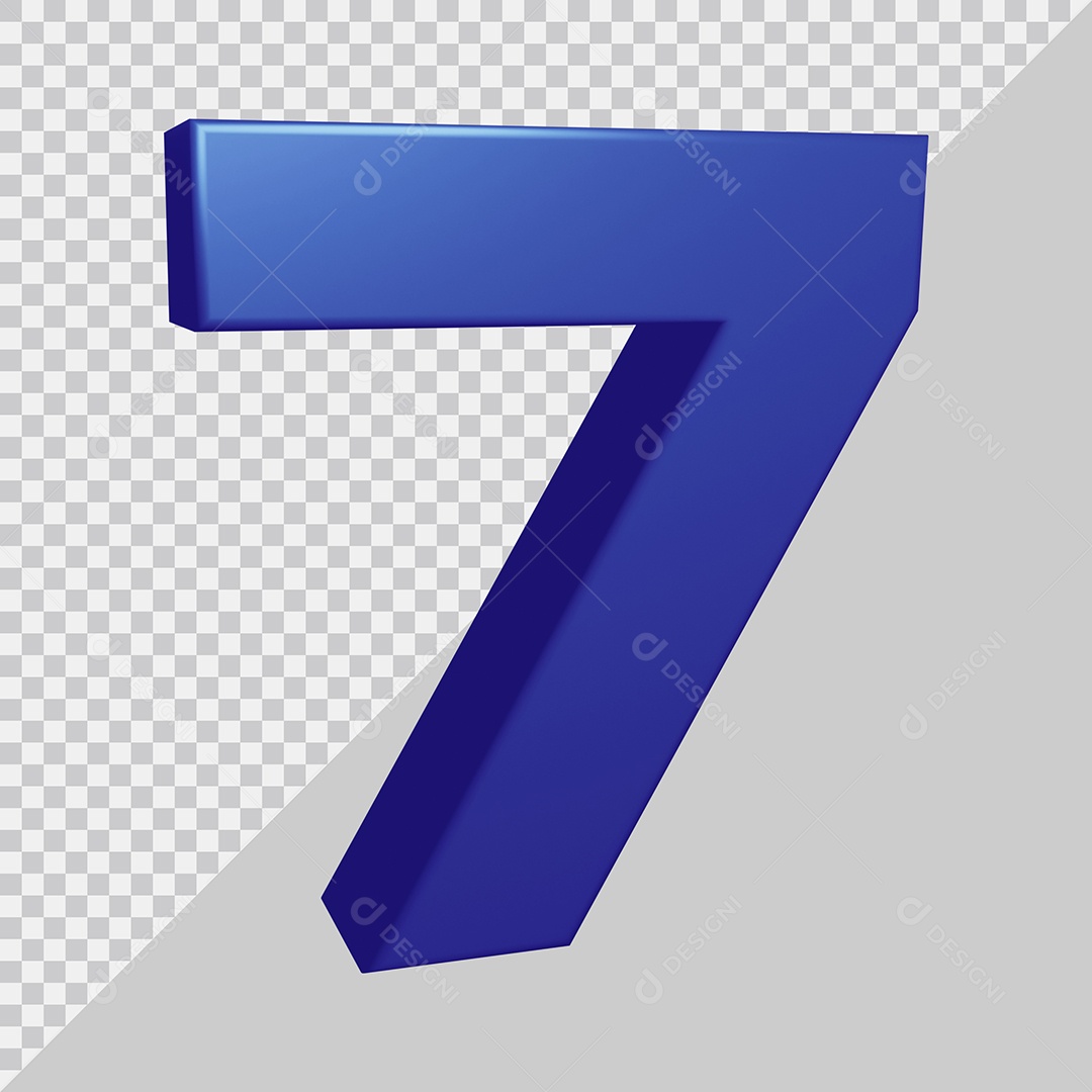 Elemento 3D Para Composição Número 7 Azul PSD