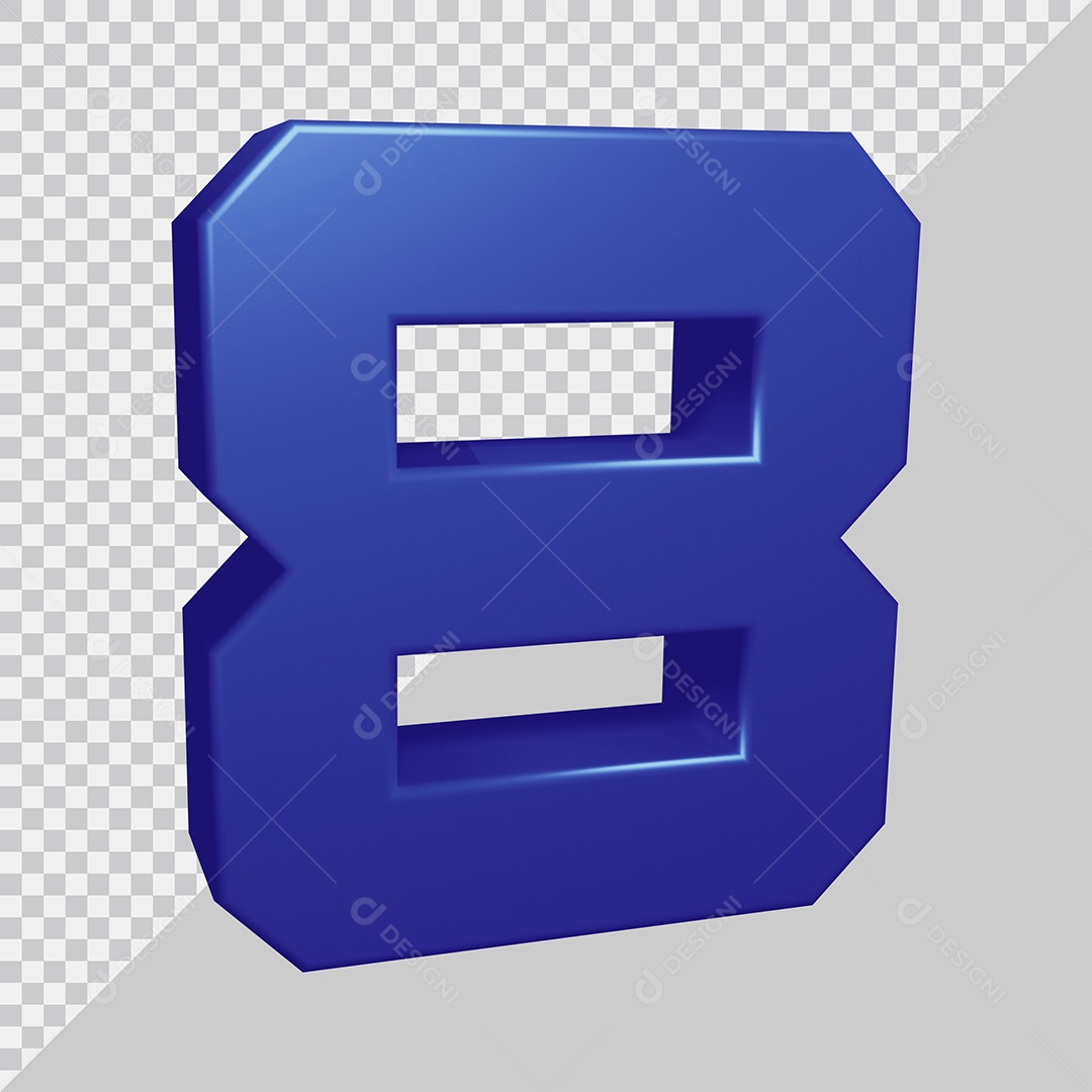 Elemento 3D Para Composição Número 8 Azul PSD