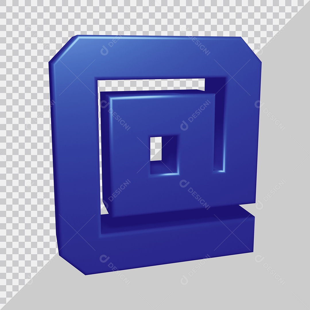 Elemento 3D Para Composição Símbolo Arroba Azul PSD