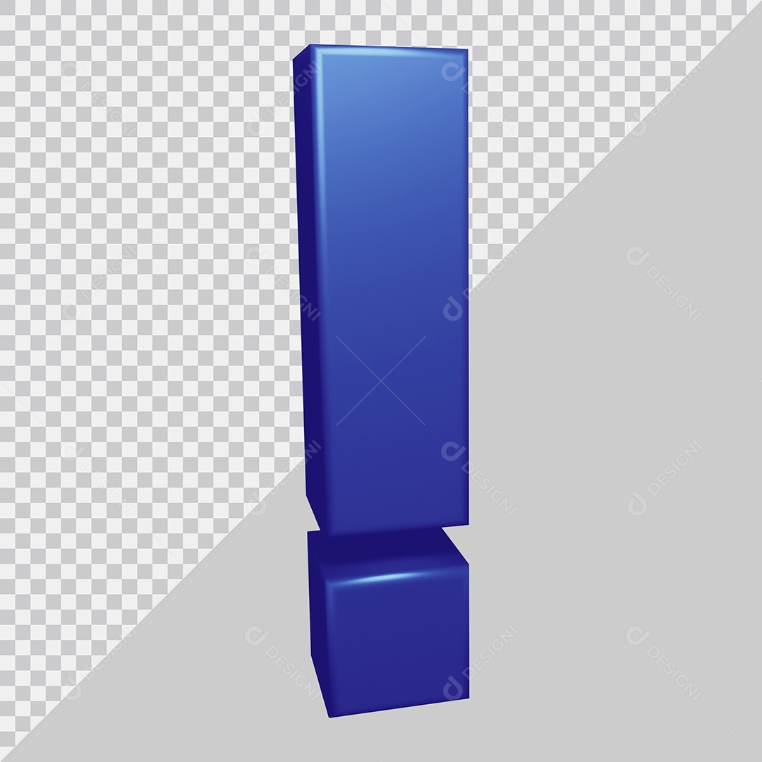 Elemento 3D Para Composição Símbolo de Ponto de Exclamação Azul PSD