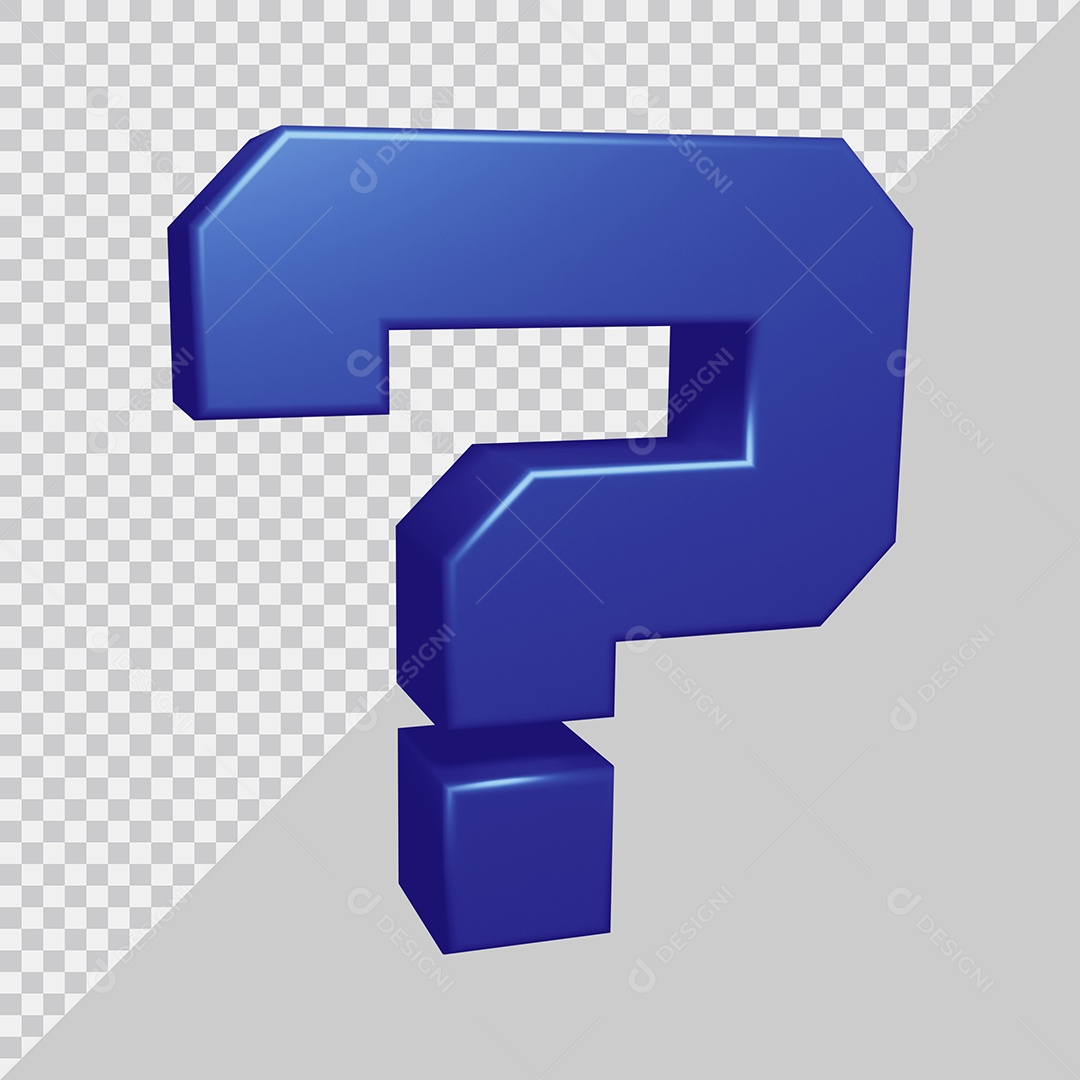 Elemento 3D Para Composição Símbolo de ponto de interrogação Azul PSD