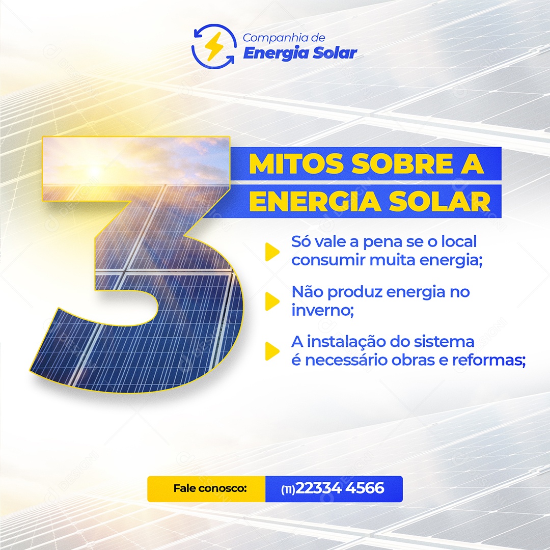 Os 3 Mitos Sobre A Energia Solar Social Media PSD Editáve