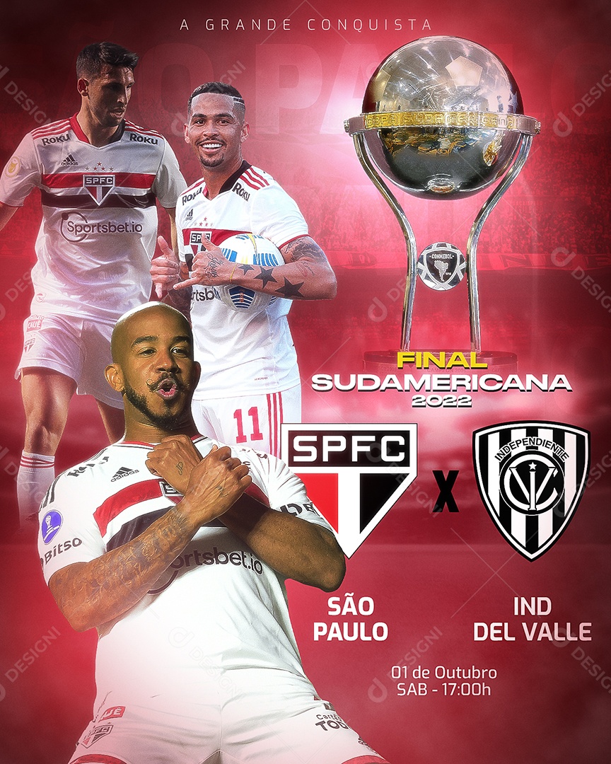 Flyer Final São Paulo Vs Ind Del Vale Social Media PSD Editável