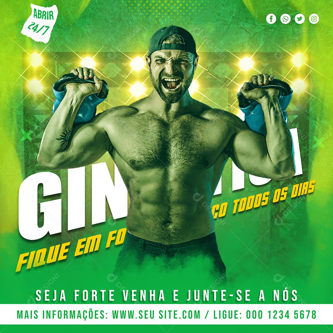 Ginástica Treinamento Academia Social Media PSD Editável