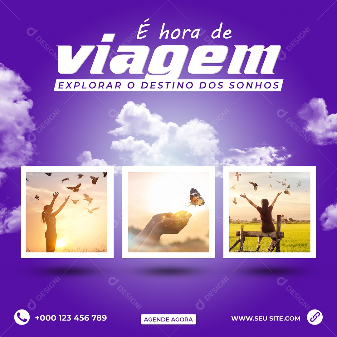 É Hora de Viagem Social Media PSD Editável