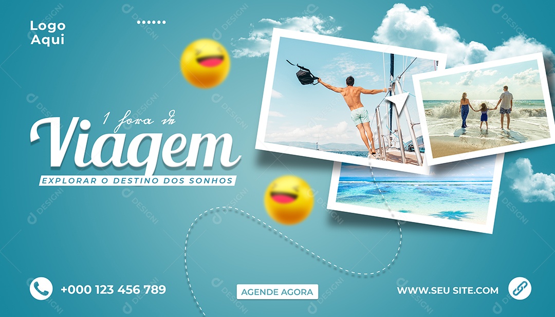 É Hora de Viajar Sonho Explorar Destino Viagem Social Media PSD Editável