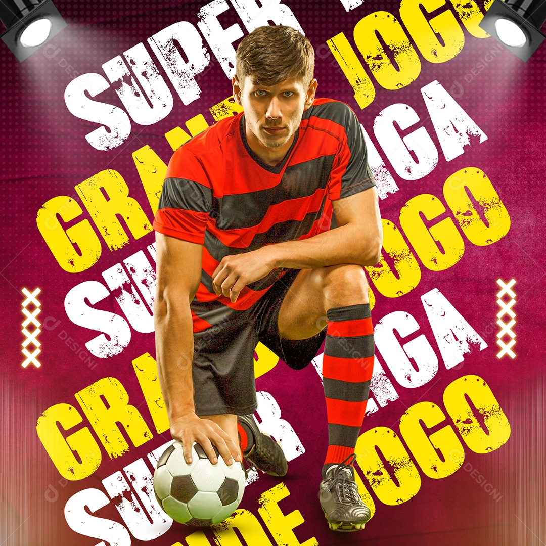 Super Grande Jogo Futebol Social Media PSD Editável