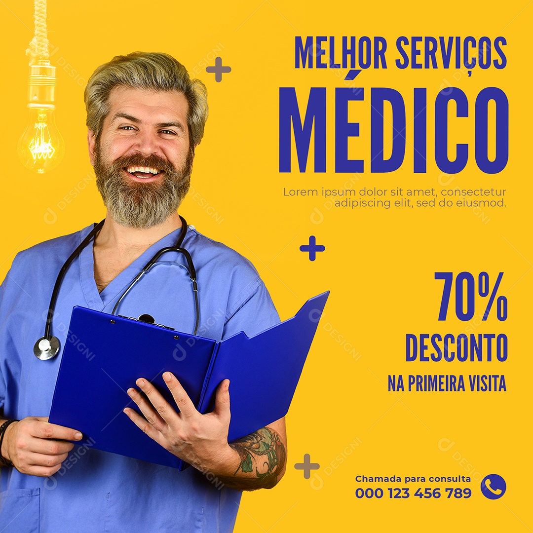 Melhor Serviços Médico Clínica Social Media PSD Editável