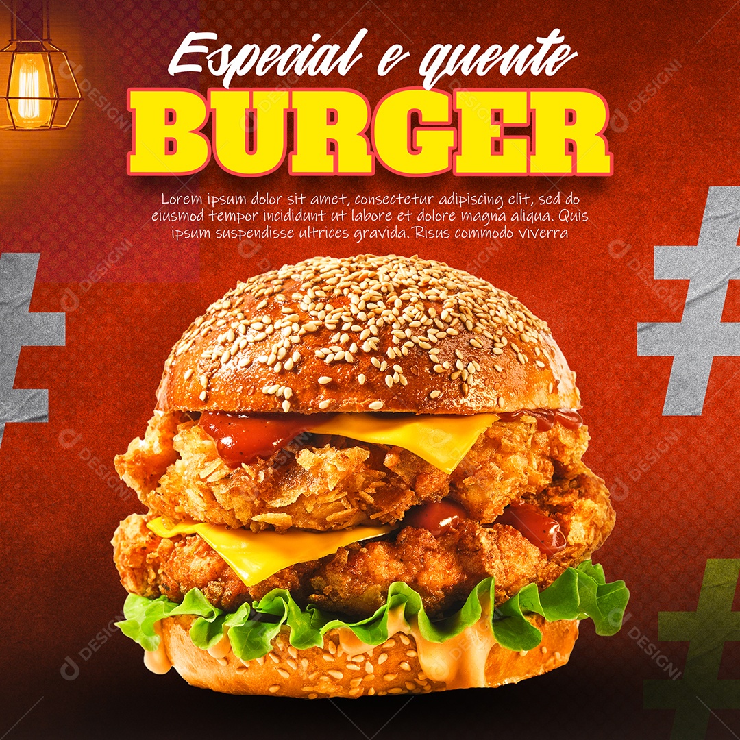 Especial e Quente Burger Social Media PSD Editável