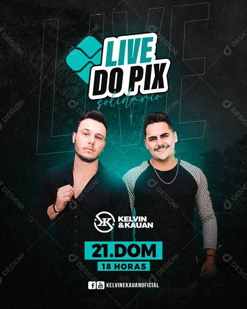 Flyer Live Do Pix Kelvin e kauan Social Media PSD Editável
