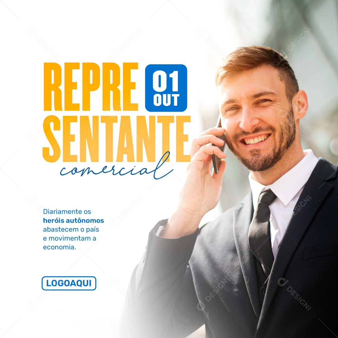 Representante Comercial dia 1 De Outubro Data Comemorativa Social Media PSD Editável