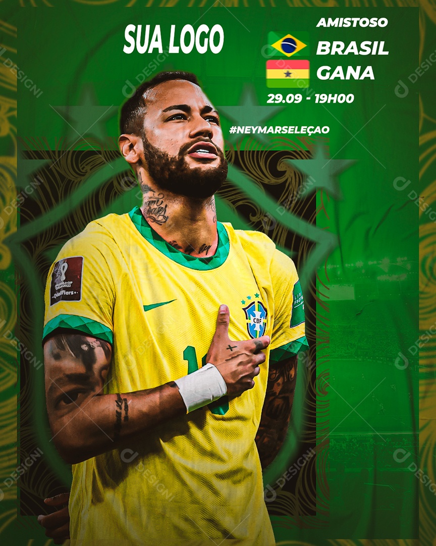 Flyer Brasil Vs Gana Jogo Copa Do Mundo Social Media PSD Editável