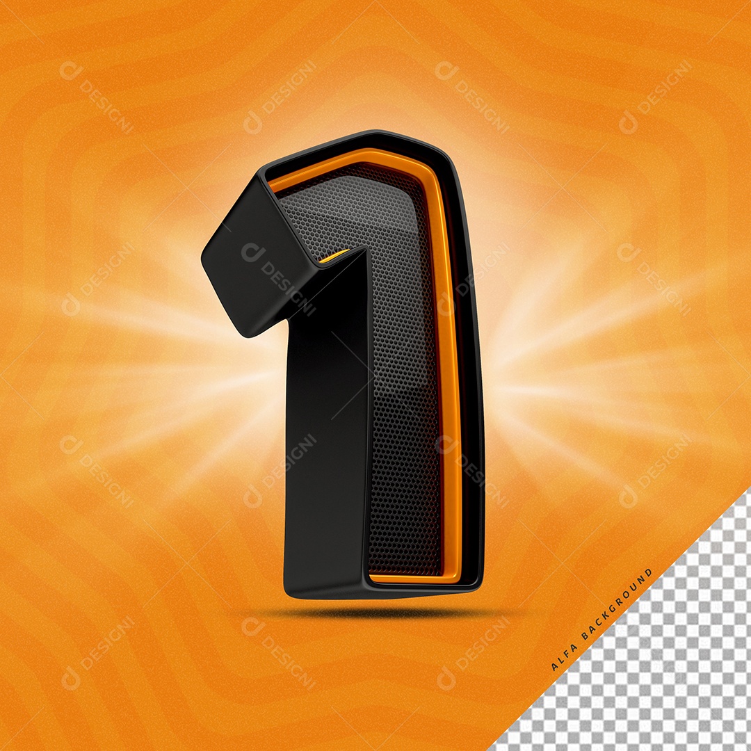 Número 1 3D Para Composição PSD