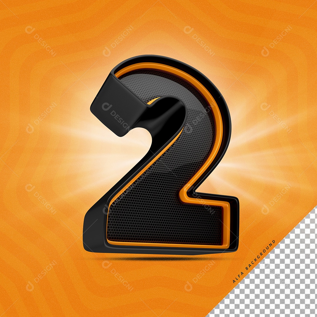 Número 2 3D Para Composição PSD