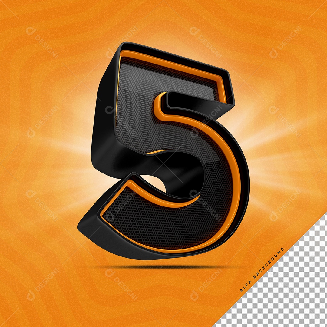 Número 5 3D Para Composição PSD